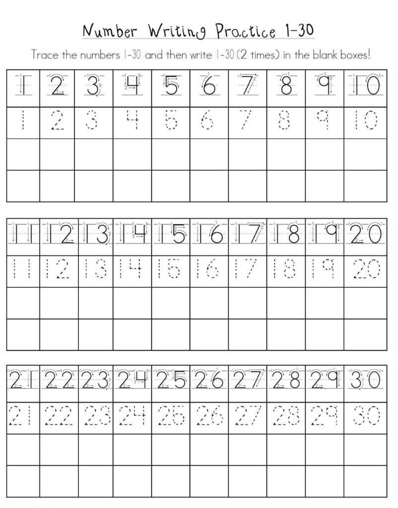 Printable Number Worksheets For Kindergarten