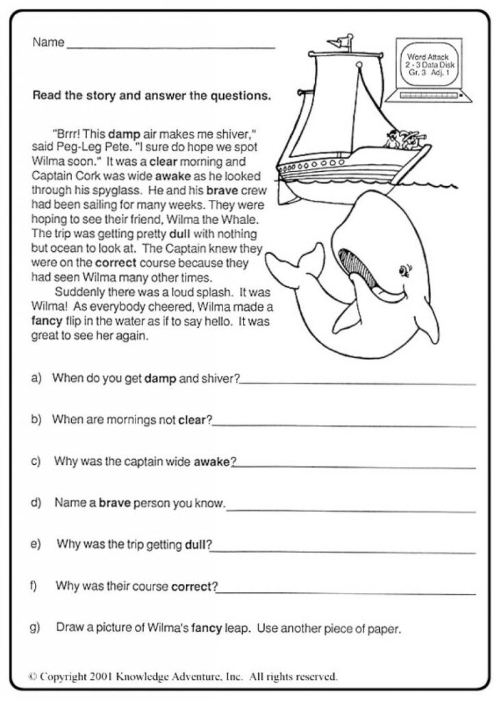 Printable Reading Comprehension Worksheets For 5th Grade