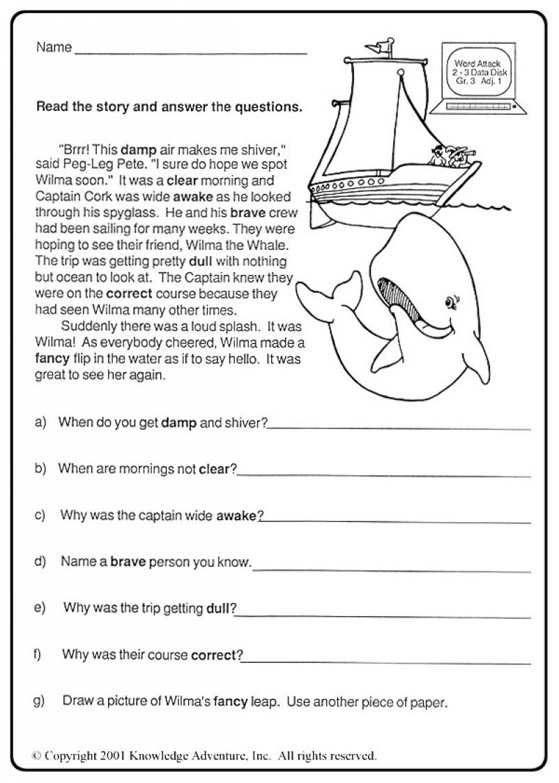 Printable Reading Comprehension Worksheets For 5th Grade