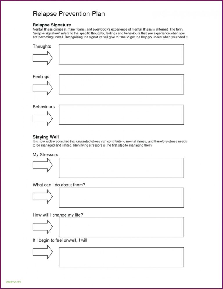 Printable Wellness Recovery Action Plan Worksheets