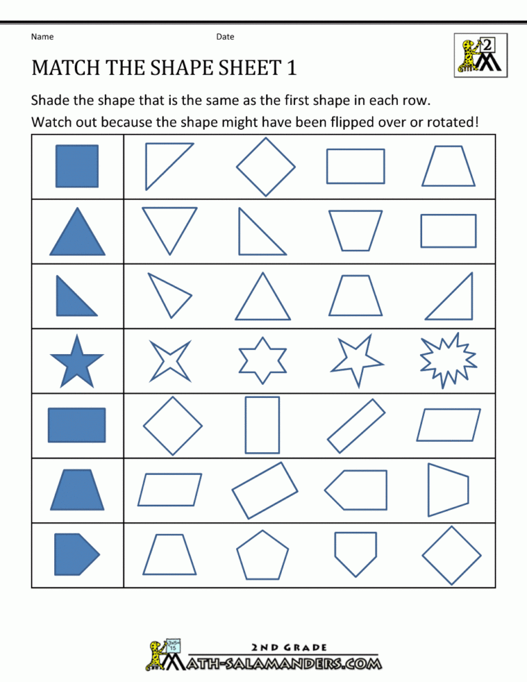 Printable Worksheets For 2nd Grade Geometry