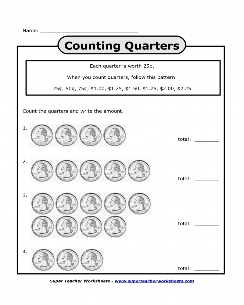 Quarter Worksheets For Grade 1