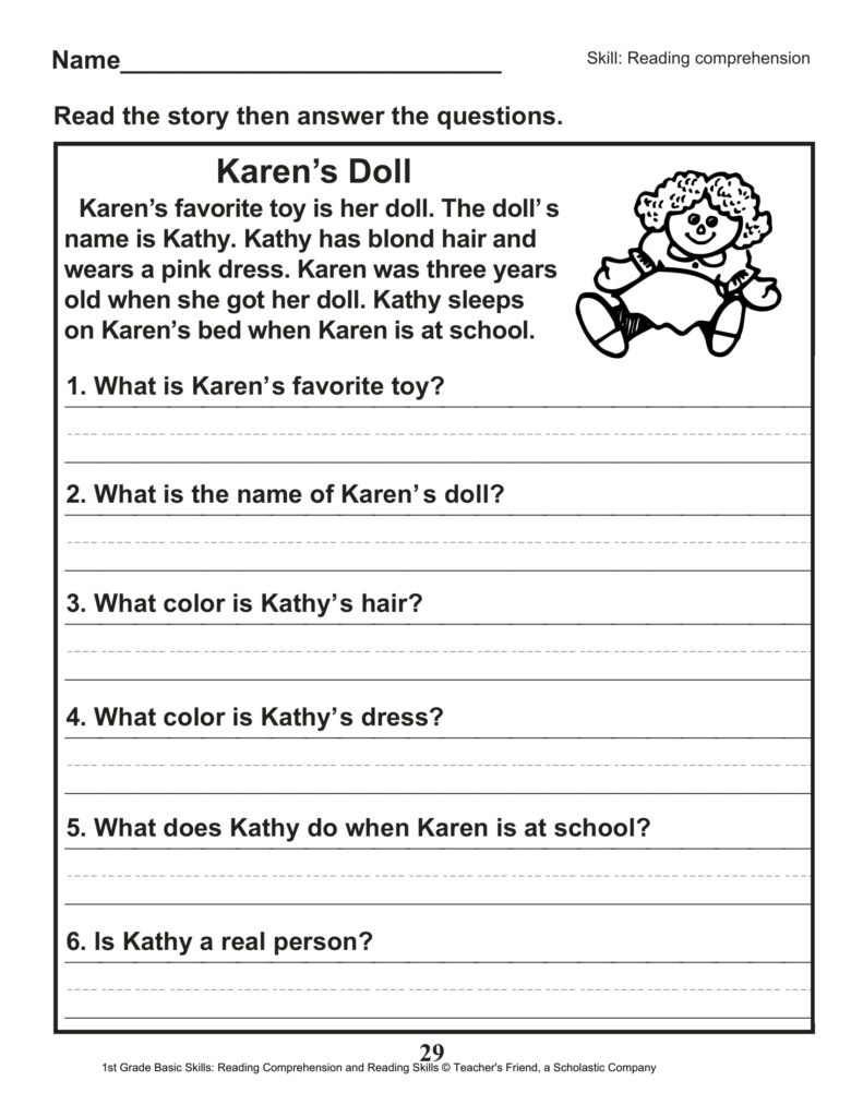 Reading Comprehension 2nd Grade Worksheets