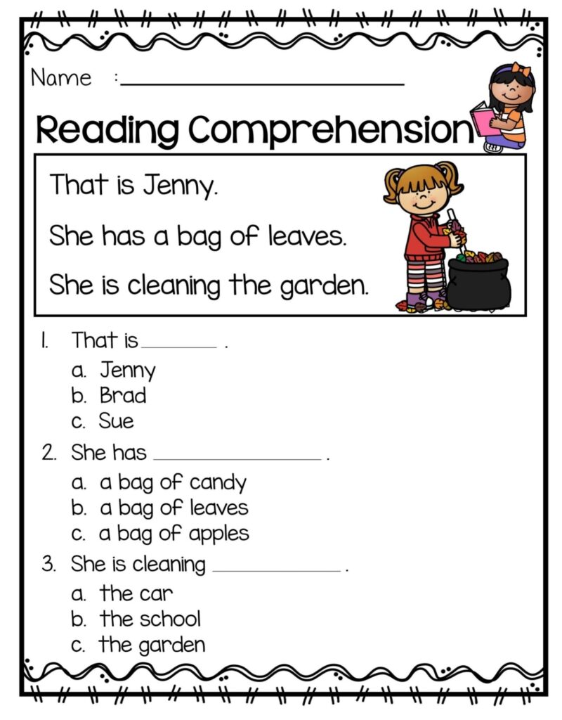 Reading Comprehension Printable Worksheets