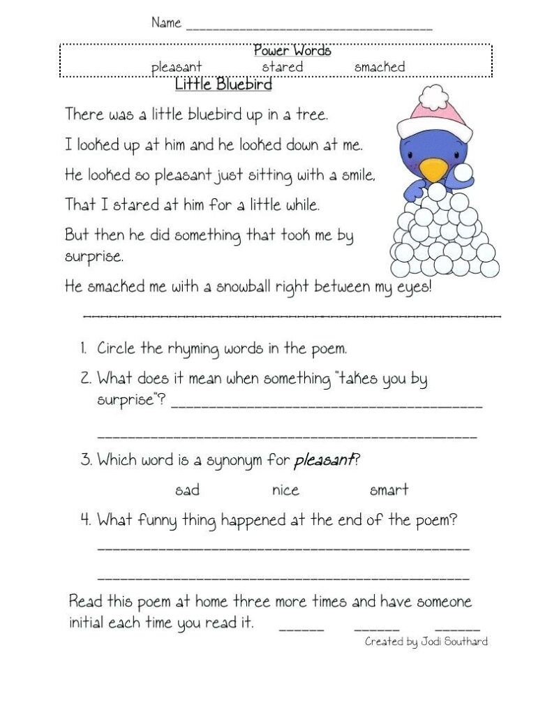 Reading Worksheets For 5Th Graders Printable