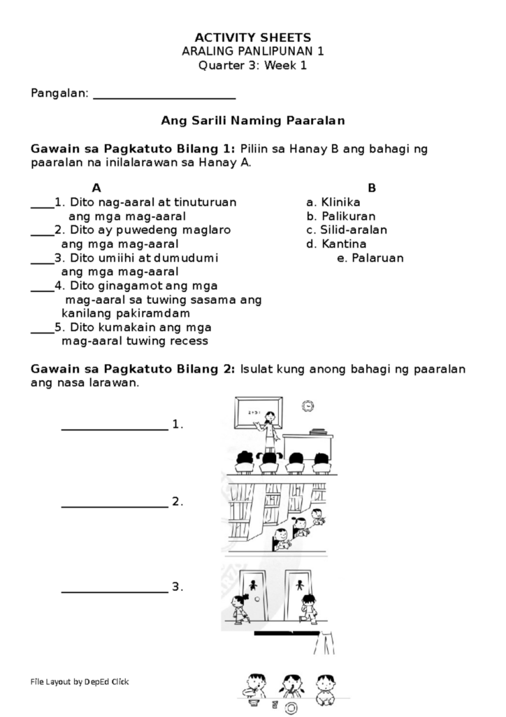 Sample Learning Activity Sheet In Araling Panlipunan Printable 