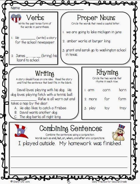 Second Grade 2nd Grade Language Arts Worksheets Kidsworksheetfun