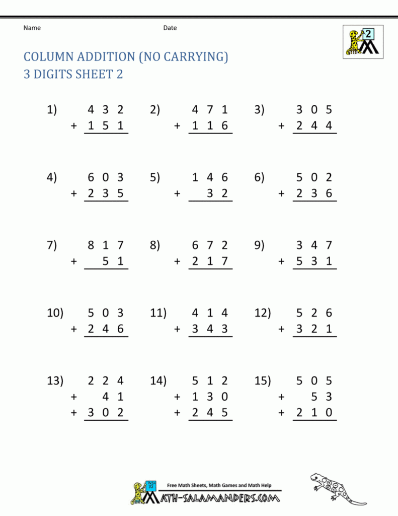 Second Grade Addition Worksheets