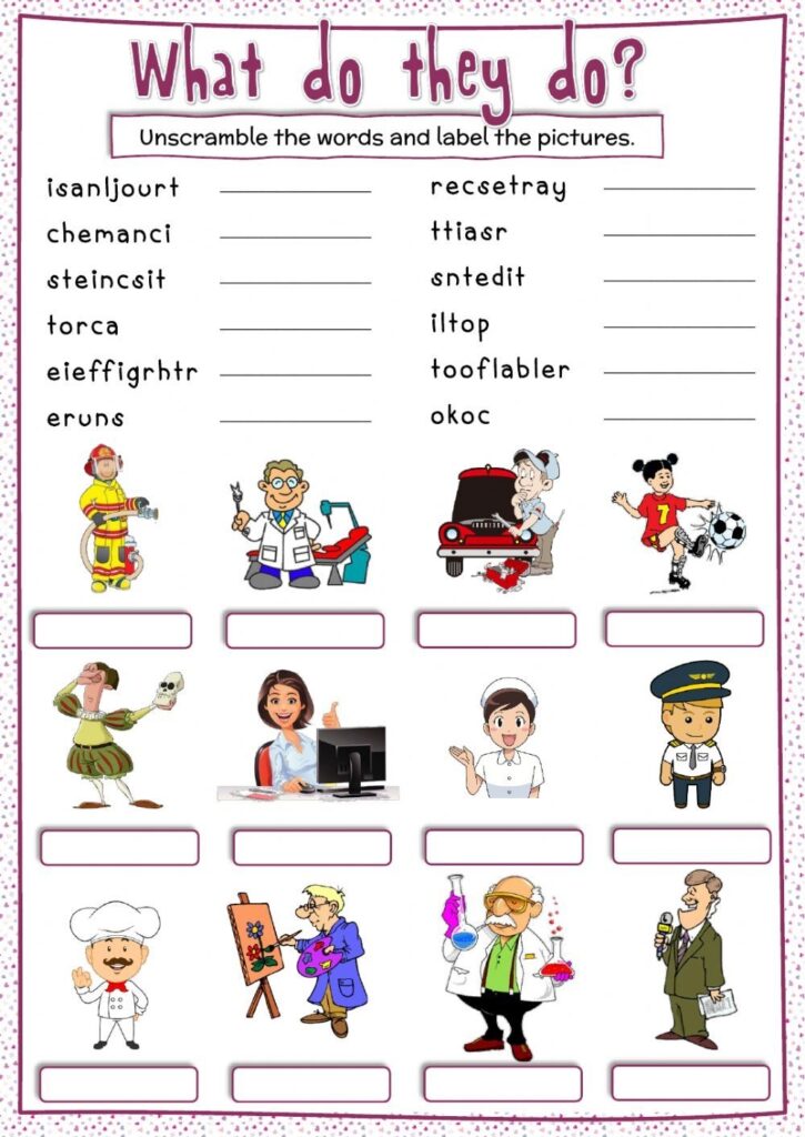 Second Grade Jobs Worksheet