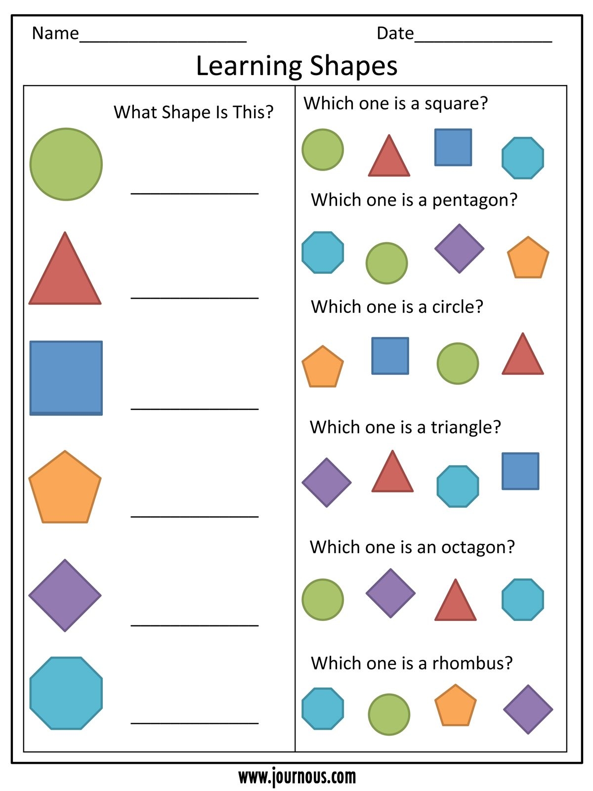 Shapes Printables For Kindergarten