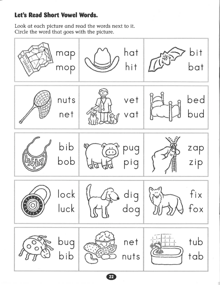 Short A Vowel Sounds Worksheet