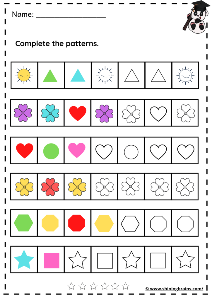 Simple Pattern Worksheets For Kindergarten Preschool E96