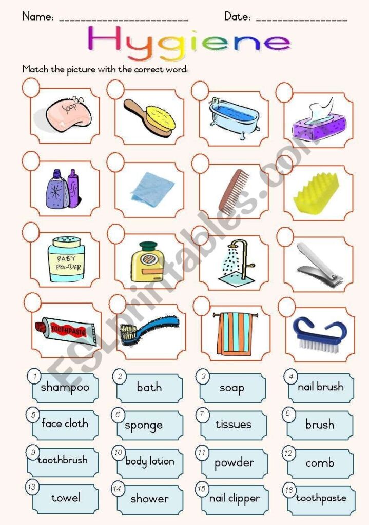 Teaching Personal Hygiene Worksheet