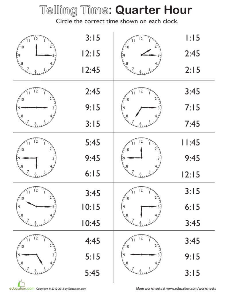 Telling Time Worksheets Grade 2 Pdf