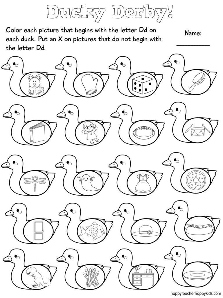 The Letter D Worksheets