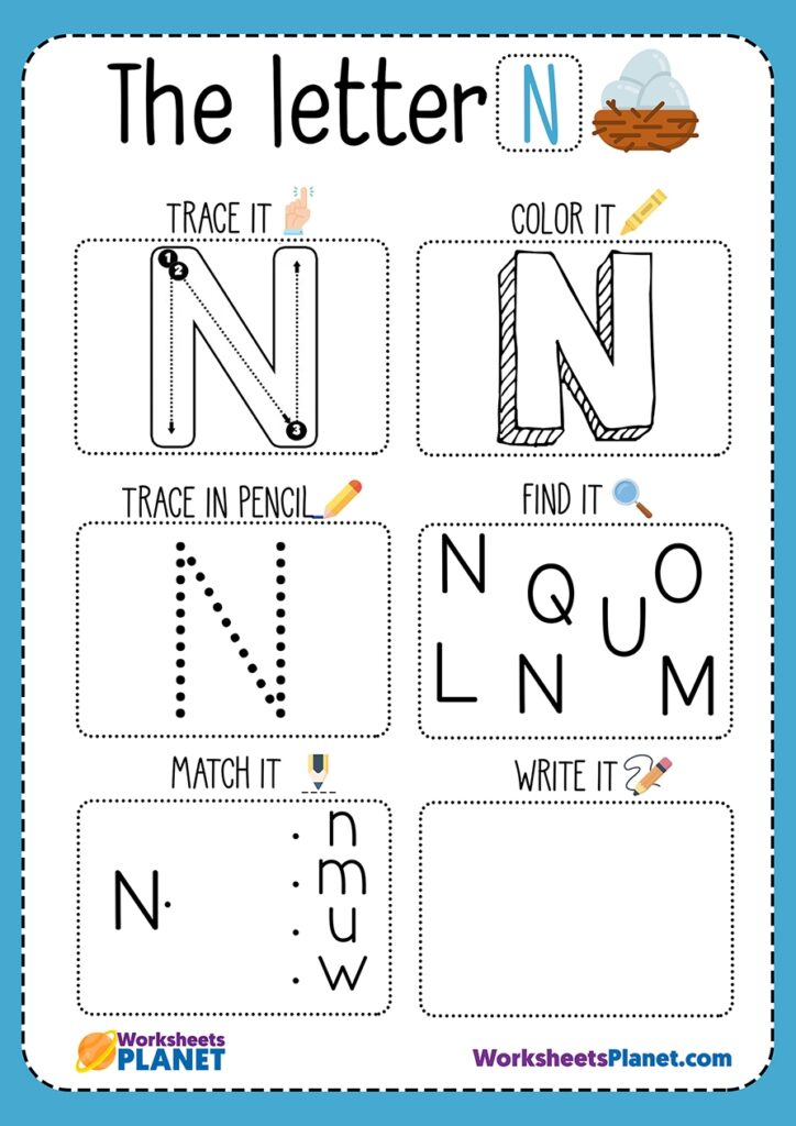 The Letter N Worksheets Preschool