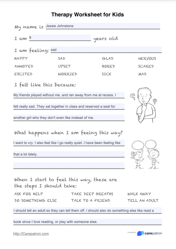 Therapy Worksheets For Kids Example Free PDF Download