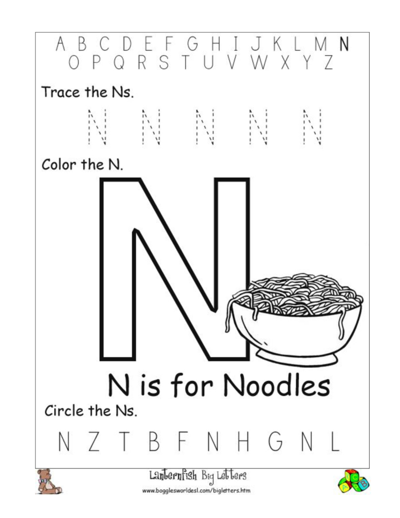 Tracing Letter N Worksheets For Preschool TracingLettersWorksheets