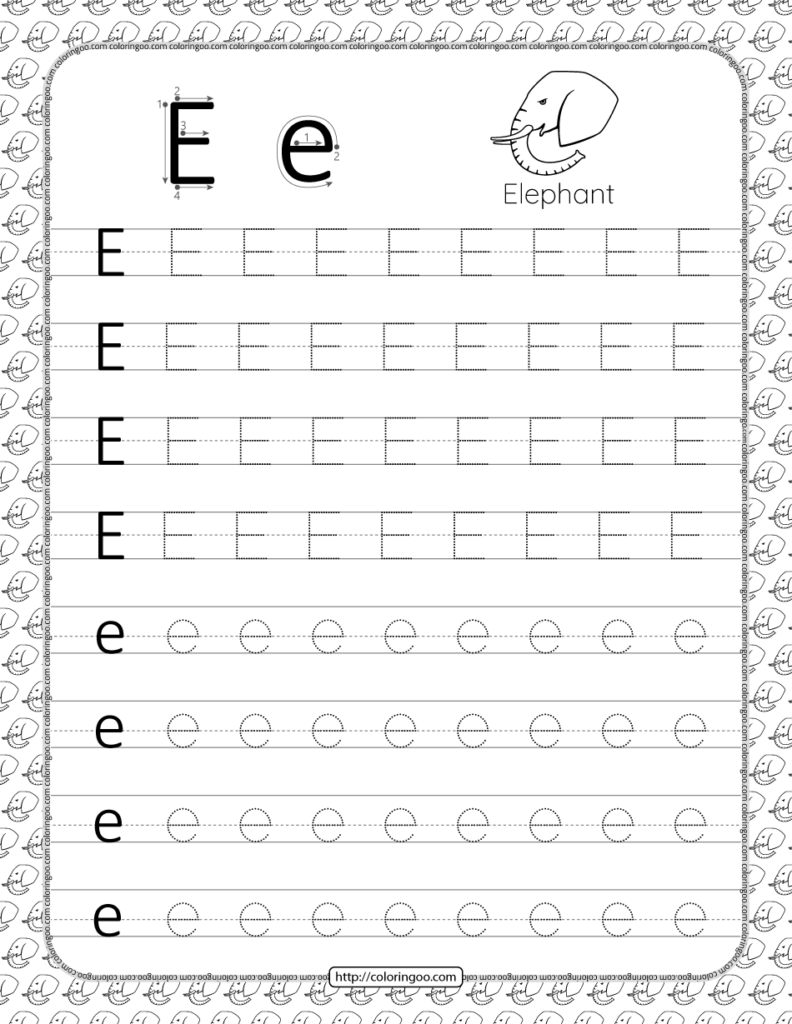 Tracing The Letter E Free Printable