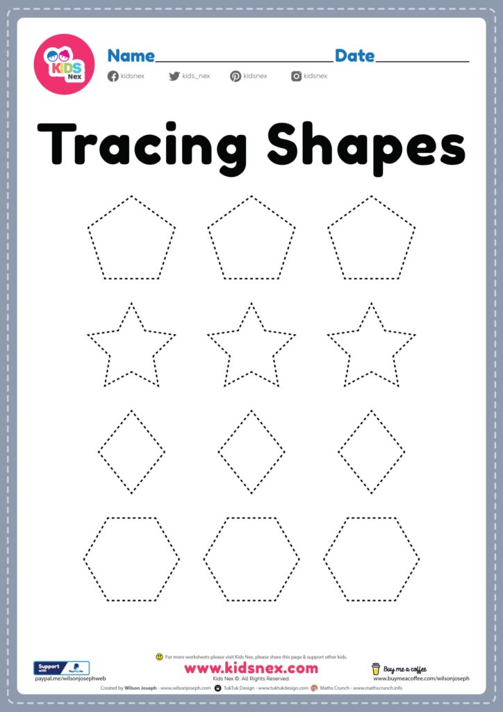 Tracing Worksheet For Kids Shapes Free Printable PDF