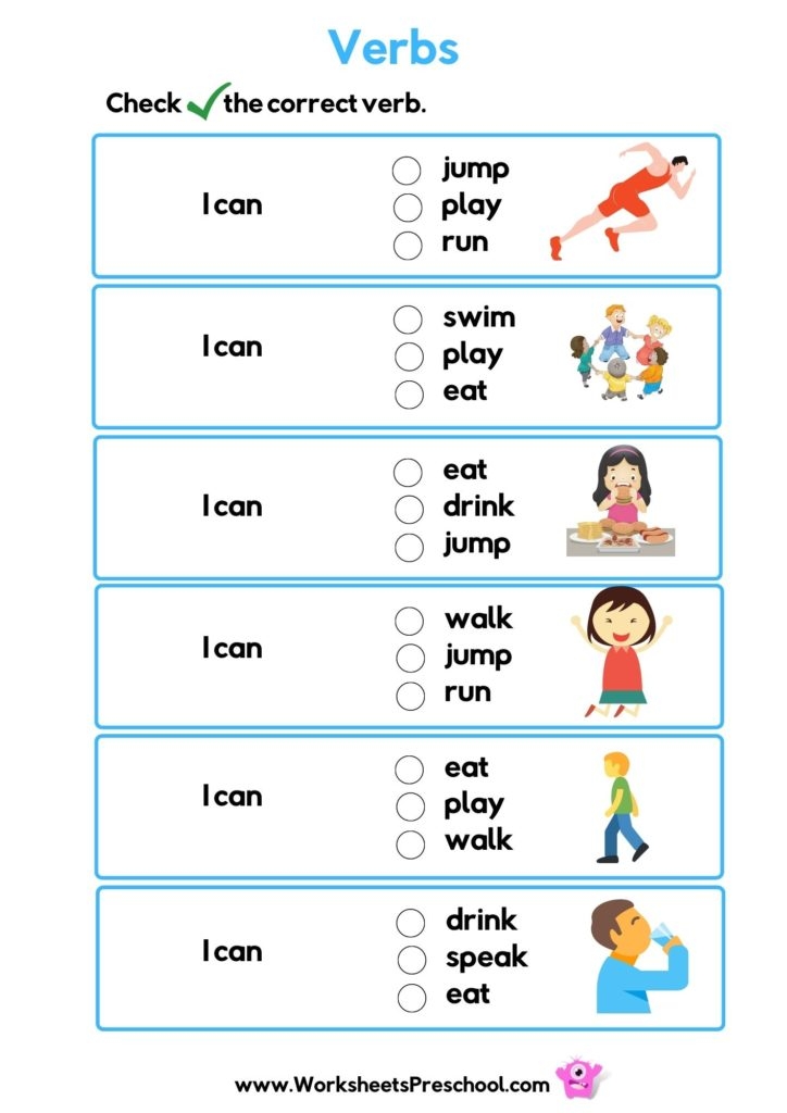 Verb Worksheets Preschool 5 Free PDF Printables