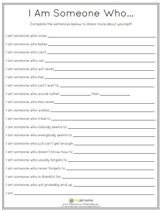 Who Am I Activity Worksheets