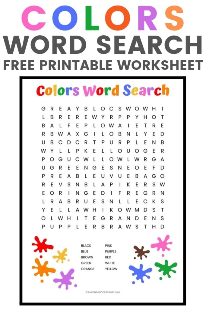 Word Searches For Kids Printables