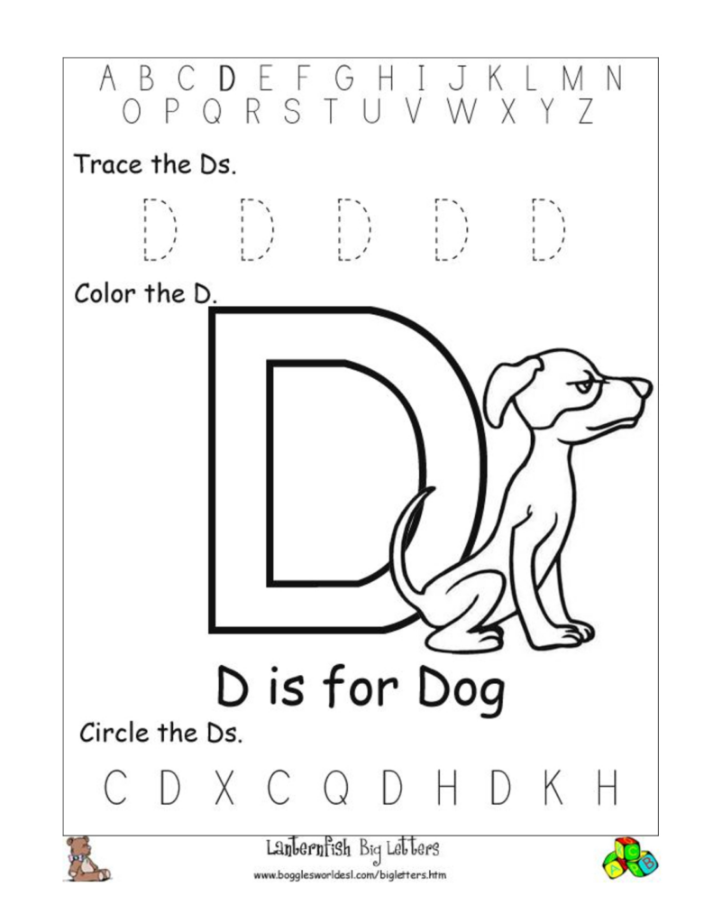 Worksheet For The Letter D