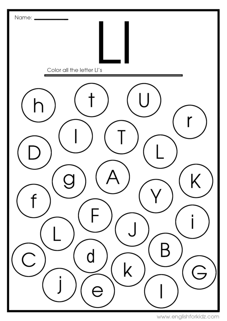 Worksheets For The Letter L In Kindergarten