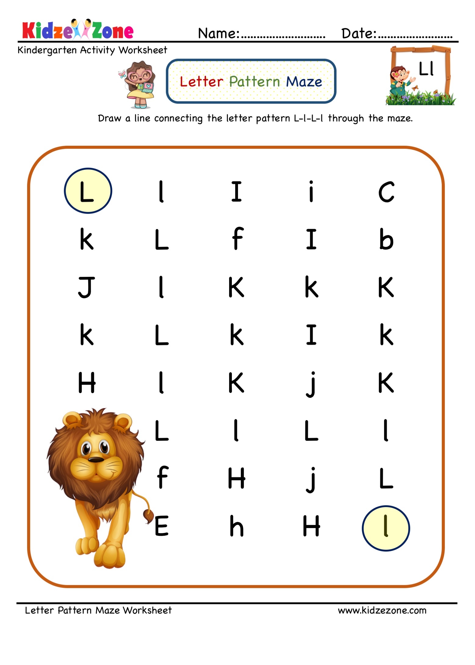 Worksheets For The Letter L In Kindergarten