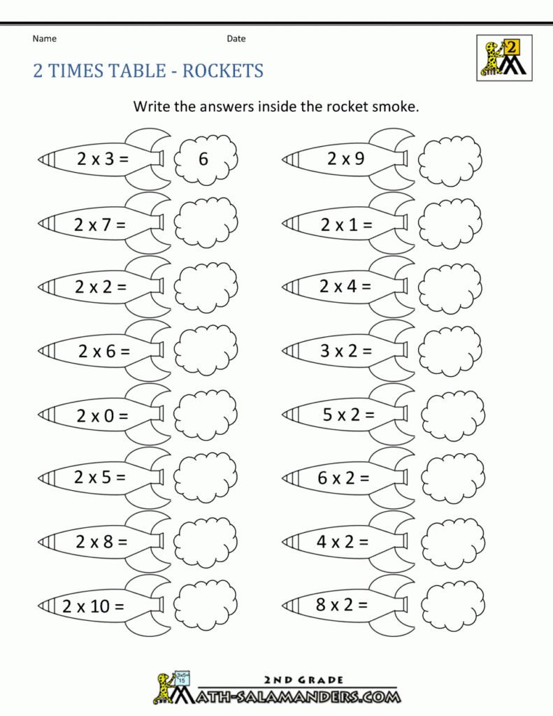 X2 Tables Worksheet Free Printable